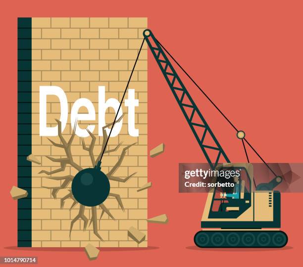 debt - wrecking ball stock illustrations