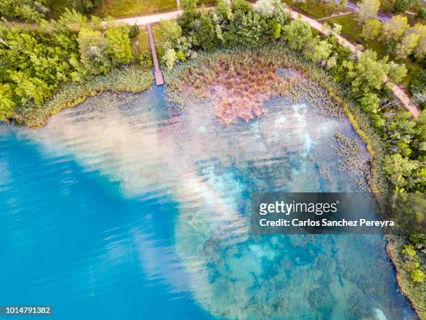 lake aerial view - banyoles stockfoto's en -beelden