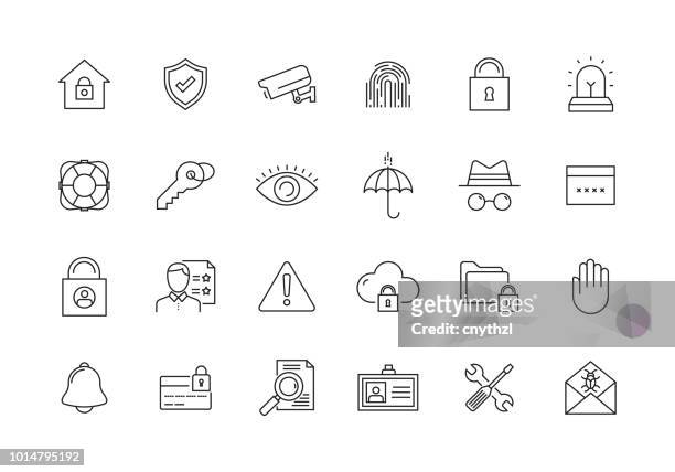 sicherheit und schutz linie icon set - gdrp stock-grafiken, -clipart, -cartoons und -symbole
