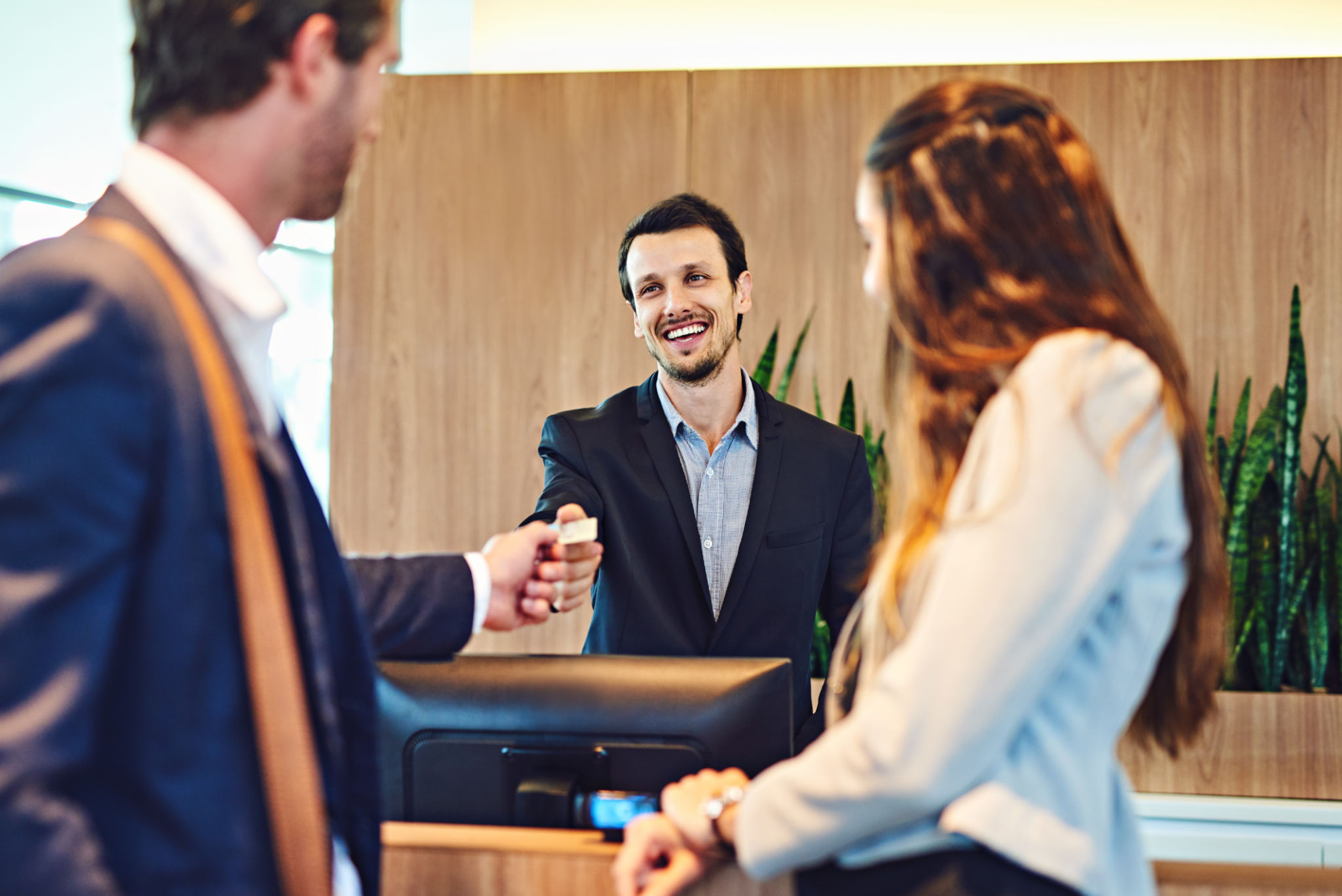 happy guests checking in