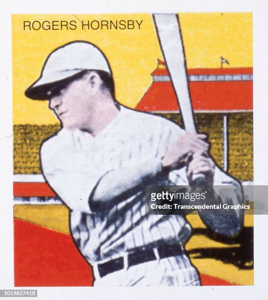 Tattoo Orbit baseball card features American baseball player Rogers Hornsby , of the St Louis Cardinals, Chicago, Illinois, 1933.