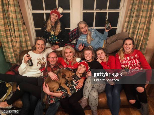 family portrait at christmas - uncle stock pictures, royalty-free photos & images