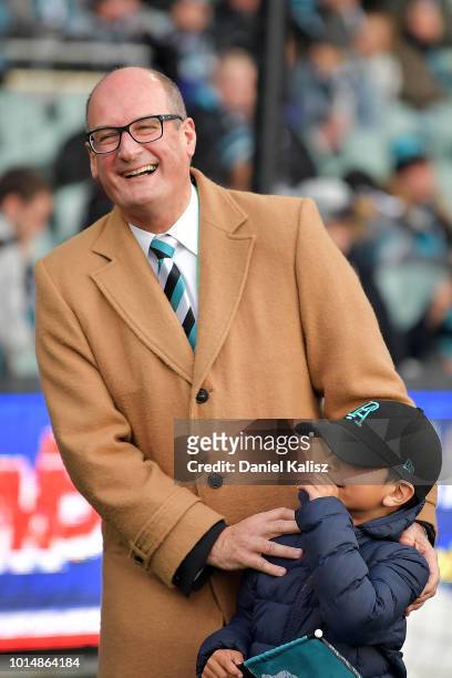 David Koch, Chairman of the Power is pictured during the round 21 AFL match between the Port Adelaide Power and the West Coast Eagles at Adelaide...