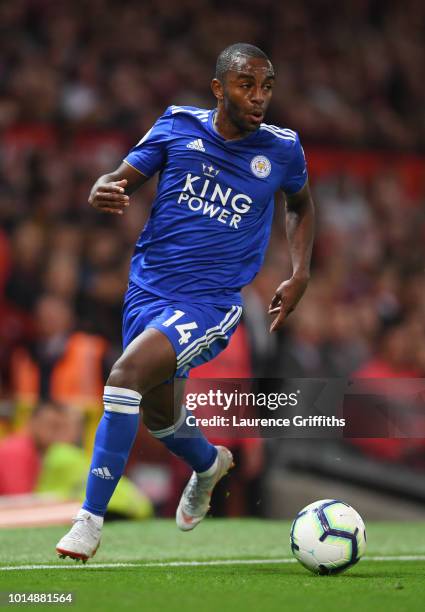 Ricardo Pereira of Leicester City runs with the ball during the Premier League match between Manchester United and Leicester City at Old Trafford on...