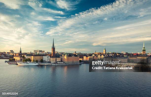 panoramic view of stockholm old town, sweden. - stockholm imagens e fotografias de stock
