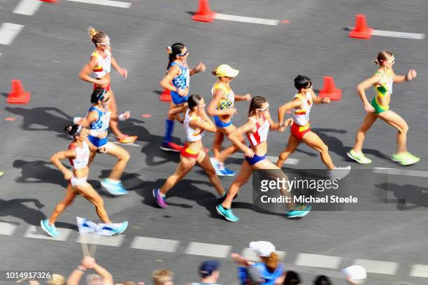 General view as atheltes compete in the Women's 20km Race Walk during day five of the 24th European Athletics Championships on August 11, 2018 in...