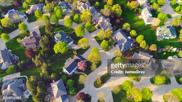beautiful neighborhoods, homes, aerial view - wisconsin house stock pictures, royalty-free photos & images