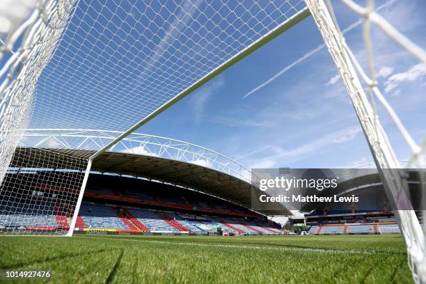 General view inside the stadium prior to the Premier League match between Huddersfield Town and Chelsea FC at John Smith's Stadium on August 11, 2018...