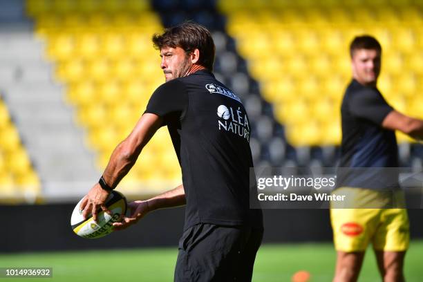 La Rochelle backs coach Xavier Garbajosa during the pre-season friendly match between La Rochelle and Stade Francais on August 10, 2018 in La...