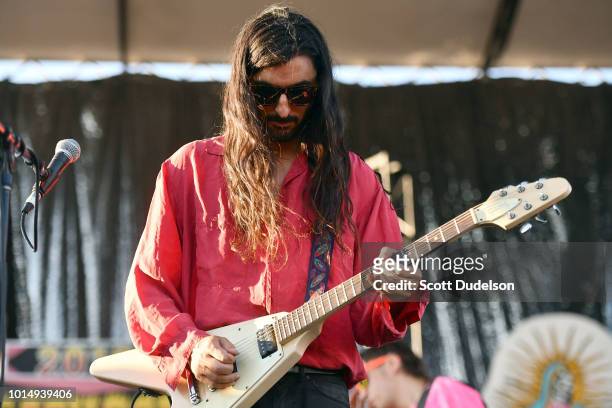 Musician Amir Yaghmai performs onstage during Beach Goth Festival at Los Angeles State Historic Park on August 5, 2018 in Los Angeles, California.