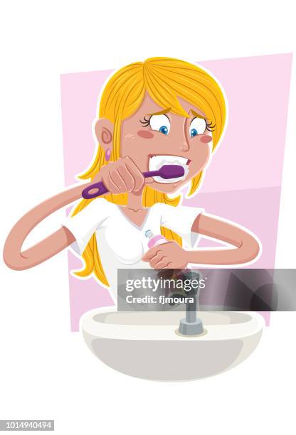 girl doing personal hygiene, taking care of well being - higiene stock illustrations