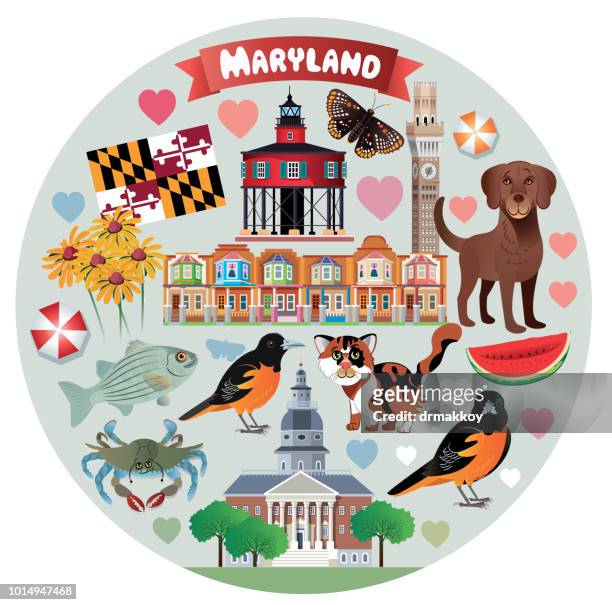 maryland travel - chesapeake bay stock illustrations