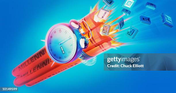 millennium time bomb - computer bug stock illustrations
