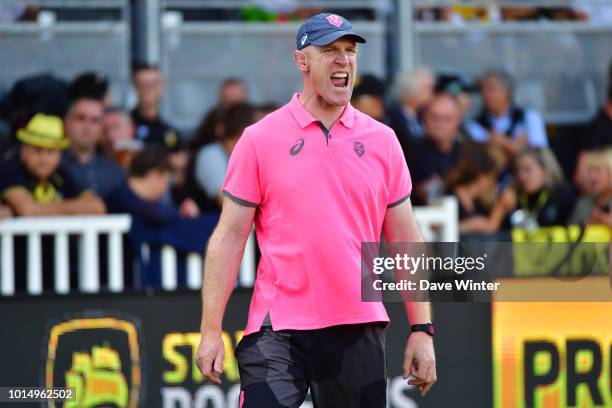 Stade Francais Paris line out coach Paul OConnell during the pre-season friendly match between La Rochelle and Stade Francais on August 10, 2018 in...