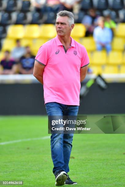 Stade Francais Paris head coach Heyneke Meyer during the pre-season friendly match between La Rochelle and Stade Francais on August 10, 2018 in La...