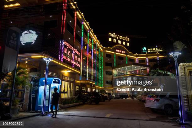 Casinos and hotels are seen in the downtown area August 2, 2018 in Sihanoukville, Cambodia. Chinese money accounted for about 30 percent of...