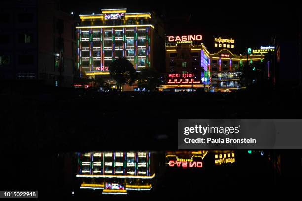 Casinos and hotels are seen in the downtown area August 2, 2018 in Sihanoukville, Cambodia. Chinese money accounted for about 30 percent of...