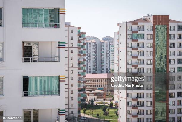 New high-rise residential buildings, locally known as TOKI, rise on the outskirts of Diyarbakir, Turkey, on 17 June 2018. Many Sur residents...