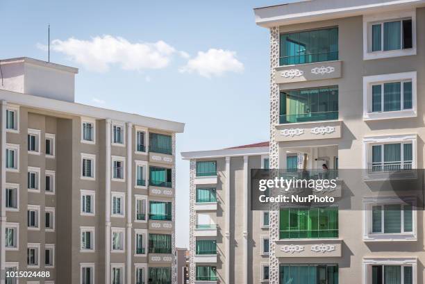 New high-rise residential buildings, locally known as TOKI, rise on the outskirts of Diyarbakir, Turkey, on 17 June 2018. Many Sur residents...