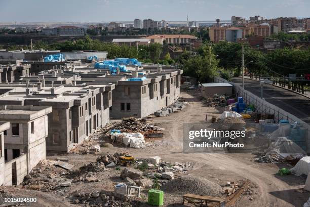 New residential buildings being constructed in the Sur district of Diyarbakir, Turkey, on 17 June 2018. The neighborhood was heavily damaged during...