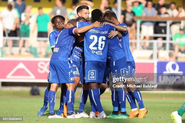 The team of TSV Hartberg celebrates the 4:1 during the tipico Bundesliga match between TSV Hartberg and SV Mattersburg at Profertil Arena Hartberg on...