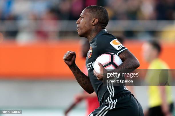 Abel Hernandez of PFC CSKA Moscow celebrates his goal during the Russian Premier League match between FC Enisey Krasnoyarsk and PFC CSKA Moscow on...