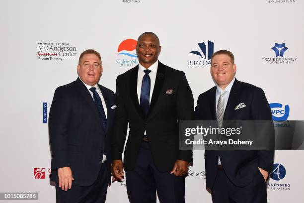 Eddie George and the Pump brothers attend the 18th Annual Harold and Carole Pump Foundation Gala at The Beverly Hilton Hotel on August 10, 2018 in...