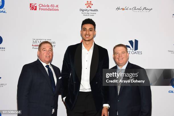 Kyle Kuzma and the Pump brothers attend the 18th Annual Harold and Carole Pump Foundation Gala at The Beverly Hilton Hotel on August 10, 2018 in...