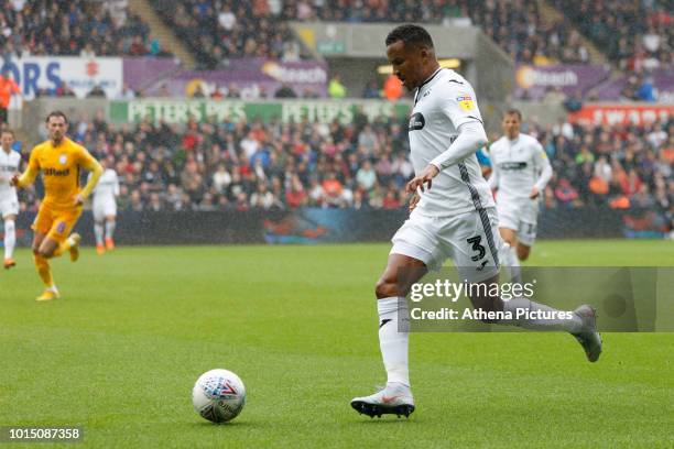 Martin Olsson of Swansea City in action during the Sky Bet Championship match between Swansea City and Preston North End at the Liberty Stadium on...