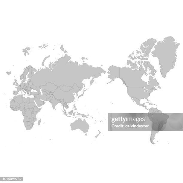 weltkarte asien zentriert - mittig stock-grafiken, -clipart, -cartoons und -symbole