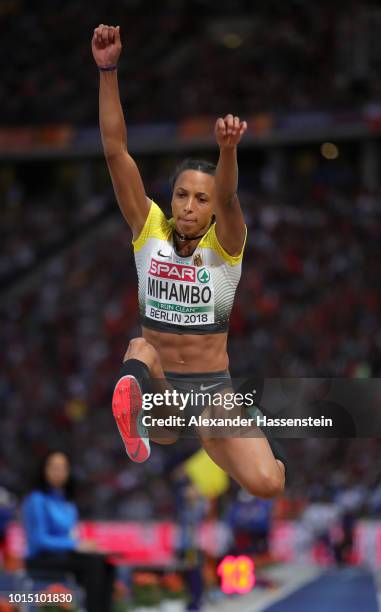 Malaika Mihambo of Germany competes in the Women's Long Jump Final during day five of the 24th European Athletics Championships at Olympiastadion on...