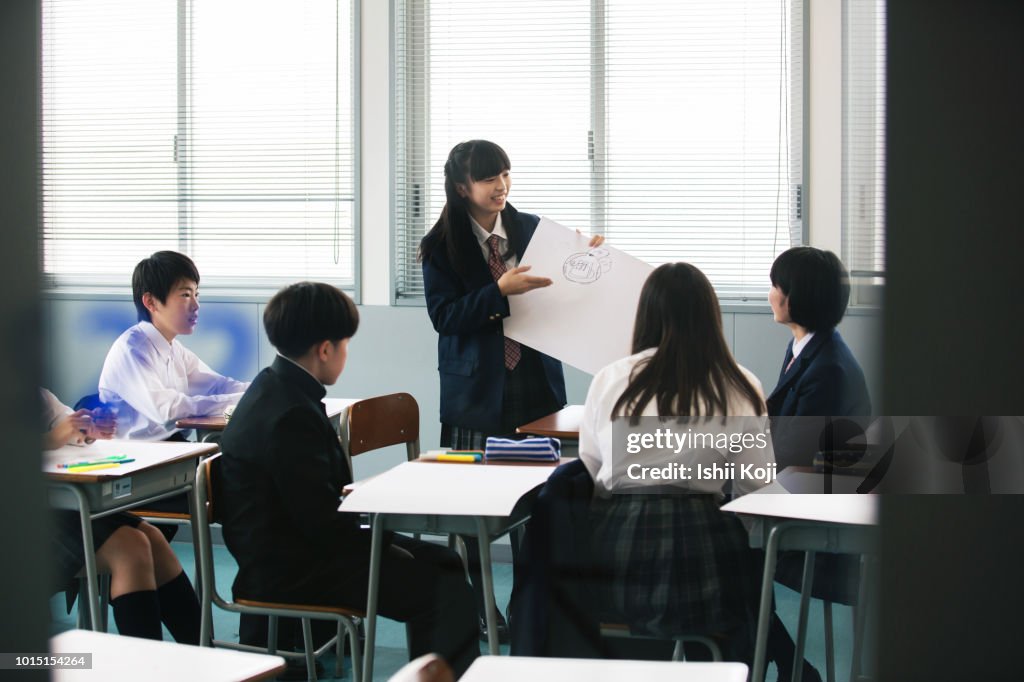 Junior high school students in a class room
