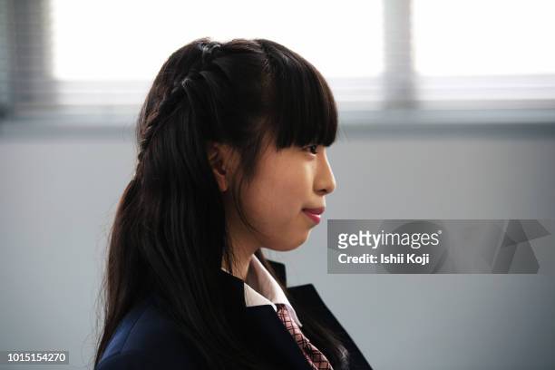 junior high school students in a class room - japan 12 years girl stock pictures, royalty-free photos & images