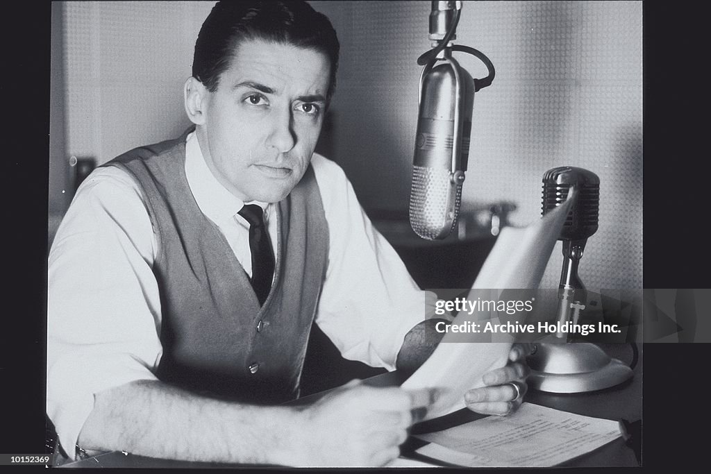 REPORTER IN RADIO BROADCAST STUDIO