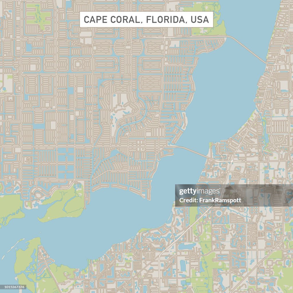 Cape Coral Florida US City Street Map