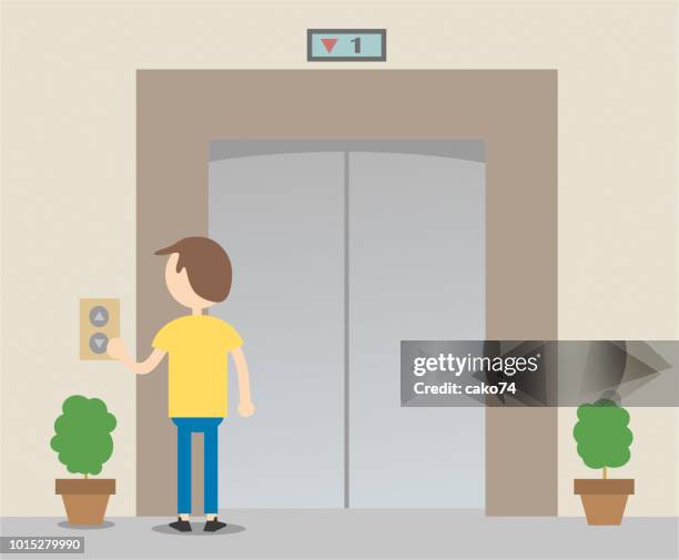 cartoon elevator design - waiting stock illustrations