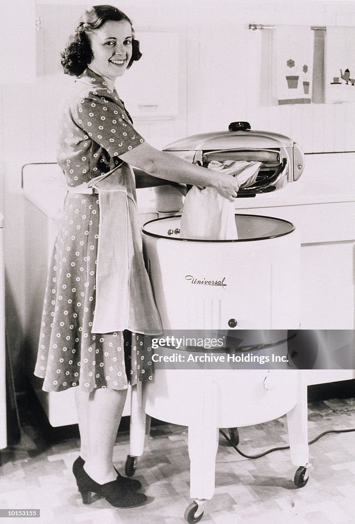 HOUSEWIFE DOING LAUNDRY