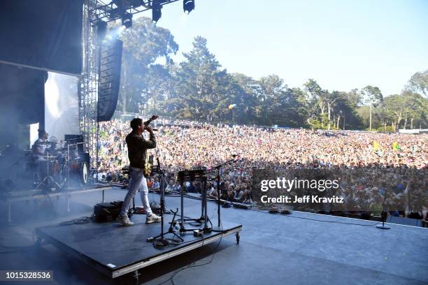 Jeremy Salken and Dominic Lalli of Big Gigantic perform on the Sutro Stage during the 2018 Outside Lands Music And Arts Festival at Golden Gate Park...