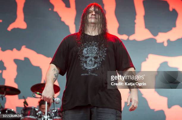 George Fisher of Cannibal Corpse performs at Bloodstock Festival at Catton Hall on August 11, 2018 in Burton Upon Trent, England.