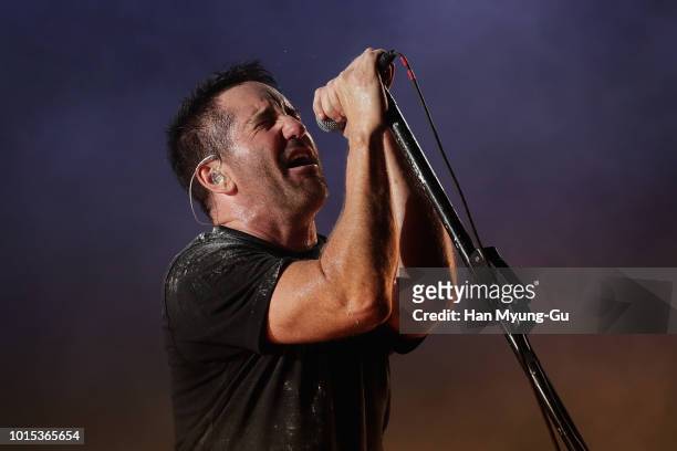 Trent Reznor of Nine Inch Nails performs live during the Incheon Pentaport Rock Festival 2018 on August 11, 2018 in Incheon, South Korea.