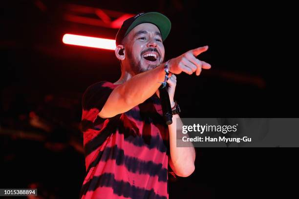 Mike Shinoda performs live during the Incheon Pentaport Rock Festival 2018 on August 11, 2018 in Incheon, South Korea.