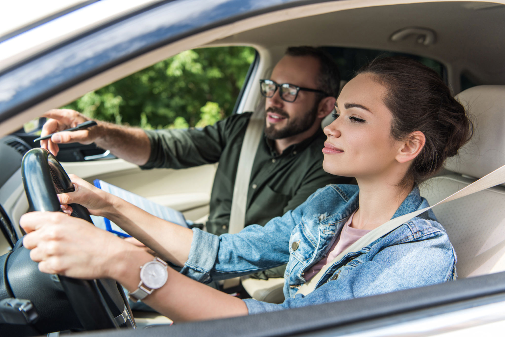 student passing driving test