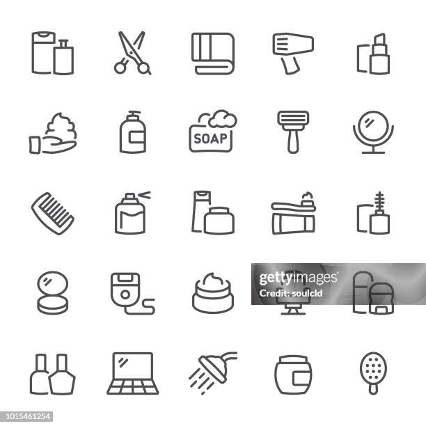illustrations, cliparts, dessins animés et icônes de icônes de salon de beauté - shampooing