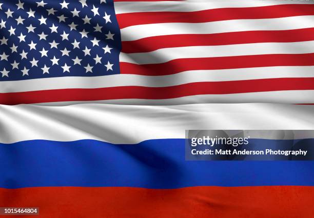 usa and russia flag 8k resolution. no texture no effect. - russland stock-fotos und bilder