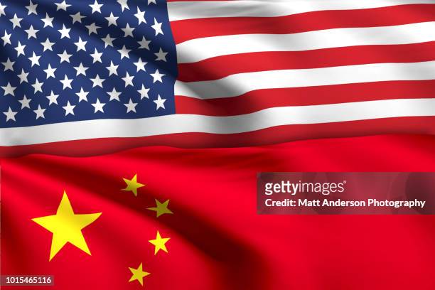 american flag china flag no effect no texture. - eastern usa stock-fotos und bilder
