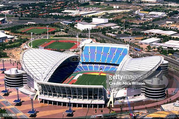 An aerial view of the Sydney 2000 Olympics site, dominated by Stadium Australia at Homebush, Sydney, Australia. \ Mandatory Credit: Nick Wilson...