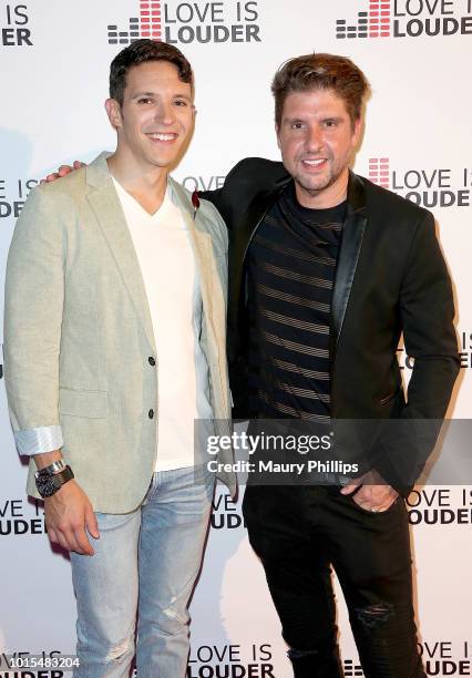 Caleb J. Spivak and Courtney Knowles attend Chaz Dean Summer Party 2018 Benefiting Love is Louder on August 11, 2018 in Los Angeles, California.