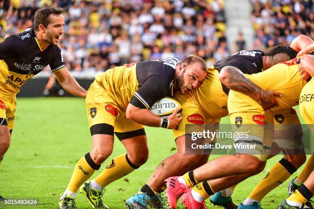 Jean Charles Orioli of La Rochelle at hte back of a rolling maul during the pre-season friendly match between La Rochelle and Stade Francais on...