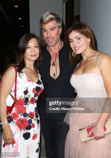 Ming-Na Wen, Chaz Dean and Lisa Robertson attend Chaz Dean Summer Party 2018 Benefiting Love is Louder on August 11, 2018 in Los Angeles, California.