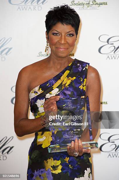 Natalie Cole is awarded the Top Ella Award by The Society of Singers at The Beverly Hilton hotel on June 1, 2010 in Beverly Hills, California.